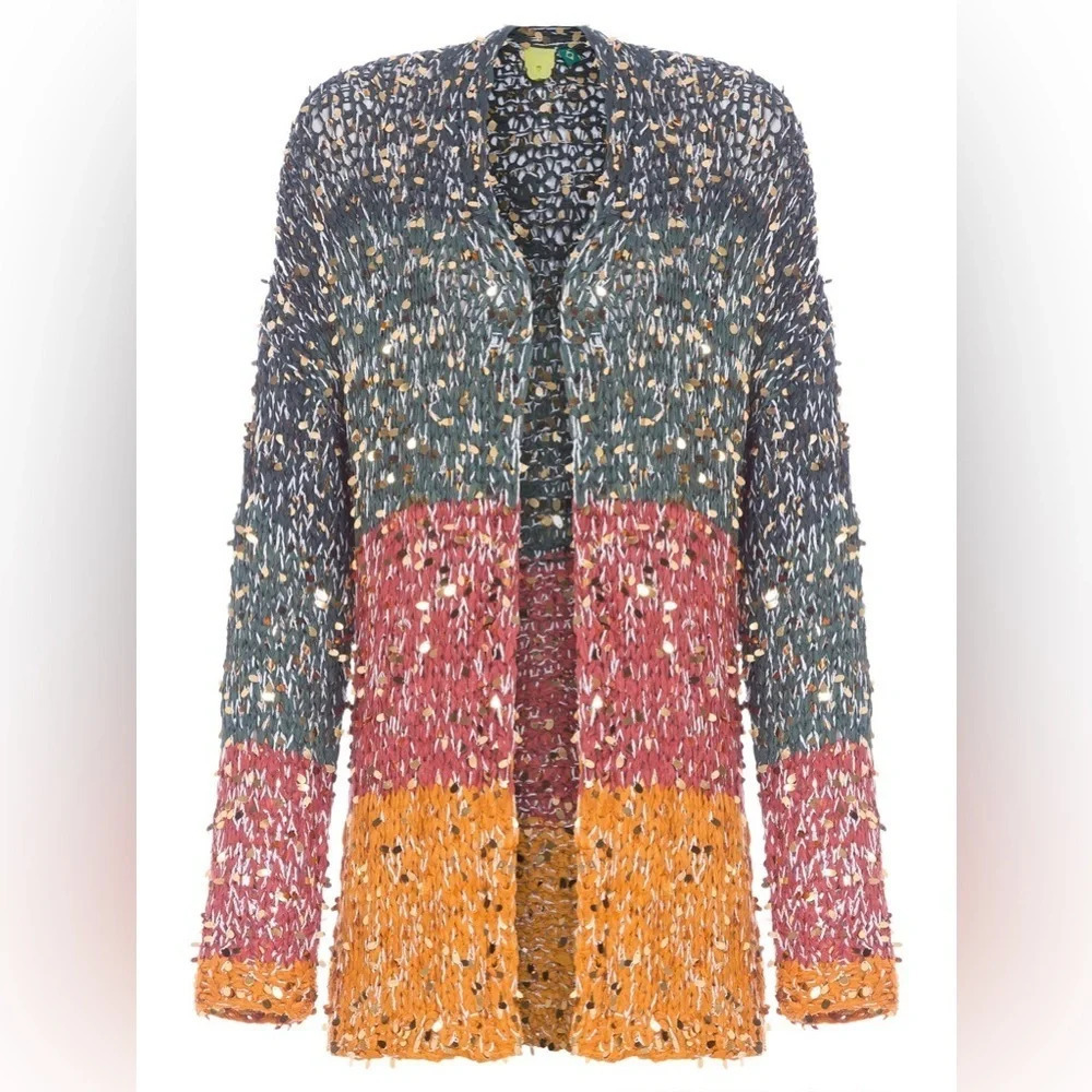 NWT FARM Rio Loose Knit Cardigan with sequins